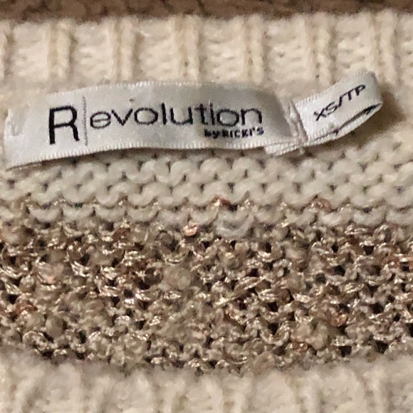 Revolution Sparkly Tan Creme Striped Knitted Sweater - Picture 2 of 5